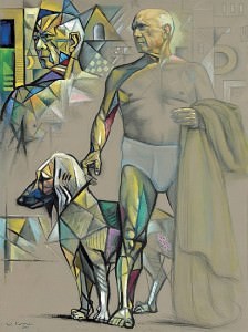 Picasso con Kabul. Óleo sobre lienzo, 130 x 97 cm. 2001